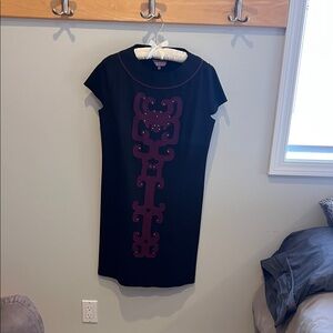 Vivienne Tam Black Dress with Purple Accents